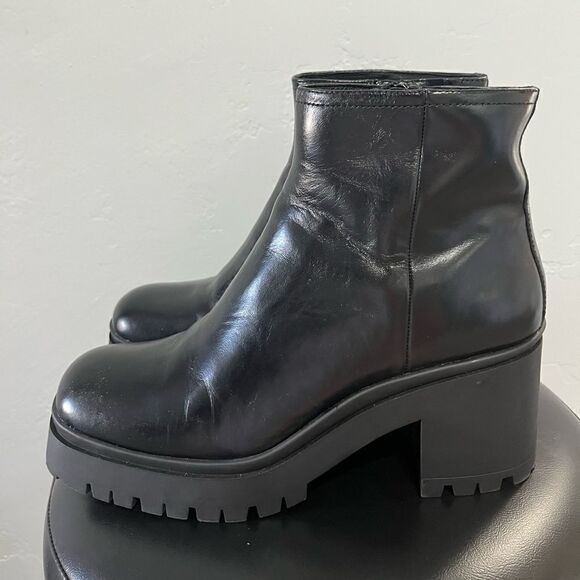 Jeffrey Campbell Anemone lug sole bootie size 10 black leather - Picture 3 of 7